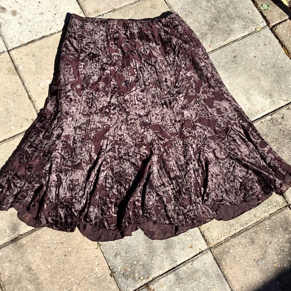 Coldwater Creek Burnt Velvet Flowy Brown Whimsigoth Skirt - Picture 9 of 9